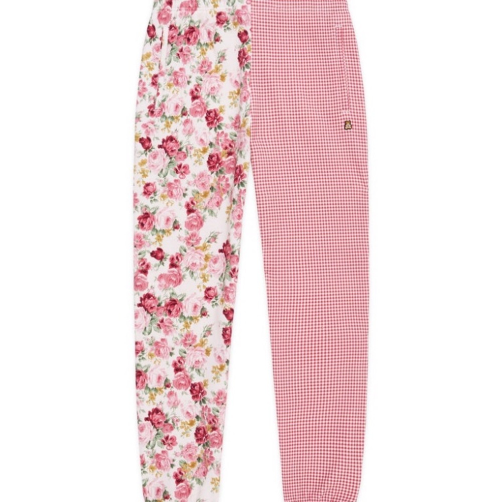 Teddy Fresh Women’s Patchwork Sweatpants in rose multi